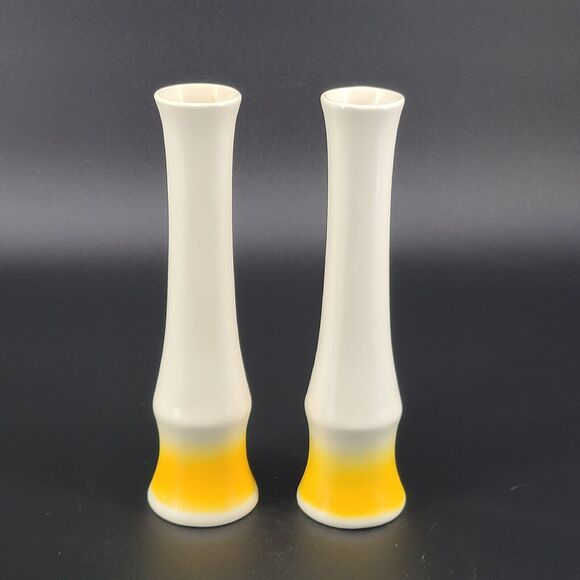 Sado international Portugal Ceramic Yellow Bud Vase Set of 2 - Picture 2 of 4